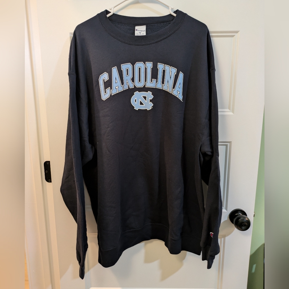 Champion Carolina Crewneck Sweatshirt - Navy with Carolina Blue Logo